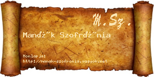 Manák Szofrónia névjegykártya